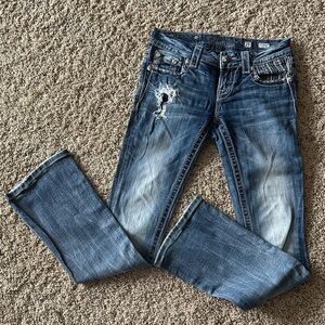 Miss Me Blue Distressed Boot Cut Jeans